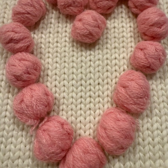 *GENTLY WORN* English Factory Women's Size S Pom Wool Hearts Sweater - Picture 5 of 6